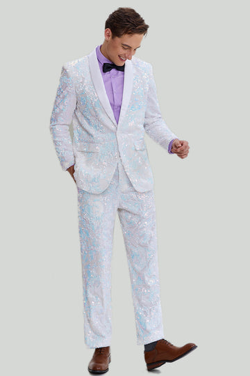 Men's Slim Fit 2 Piece Suit One Button Shawl Lapel Tuxedo for School Ball